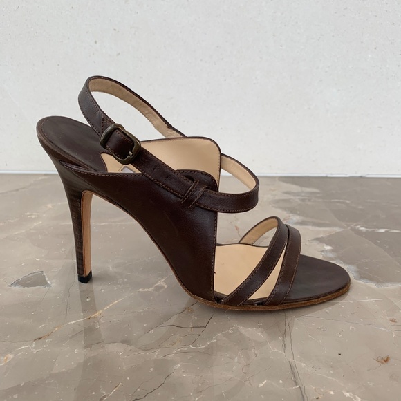 Manolo Blahnik Brown Leather Strappy Sandals, 36.5 - Picture 4 of 14